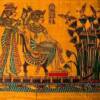 An Egyptian Hieroglyph depicting a queen tending to her king.